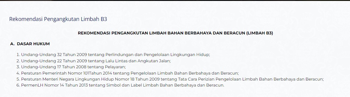 Peraturan Pengangkutan Limbah B3
